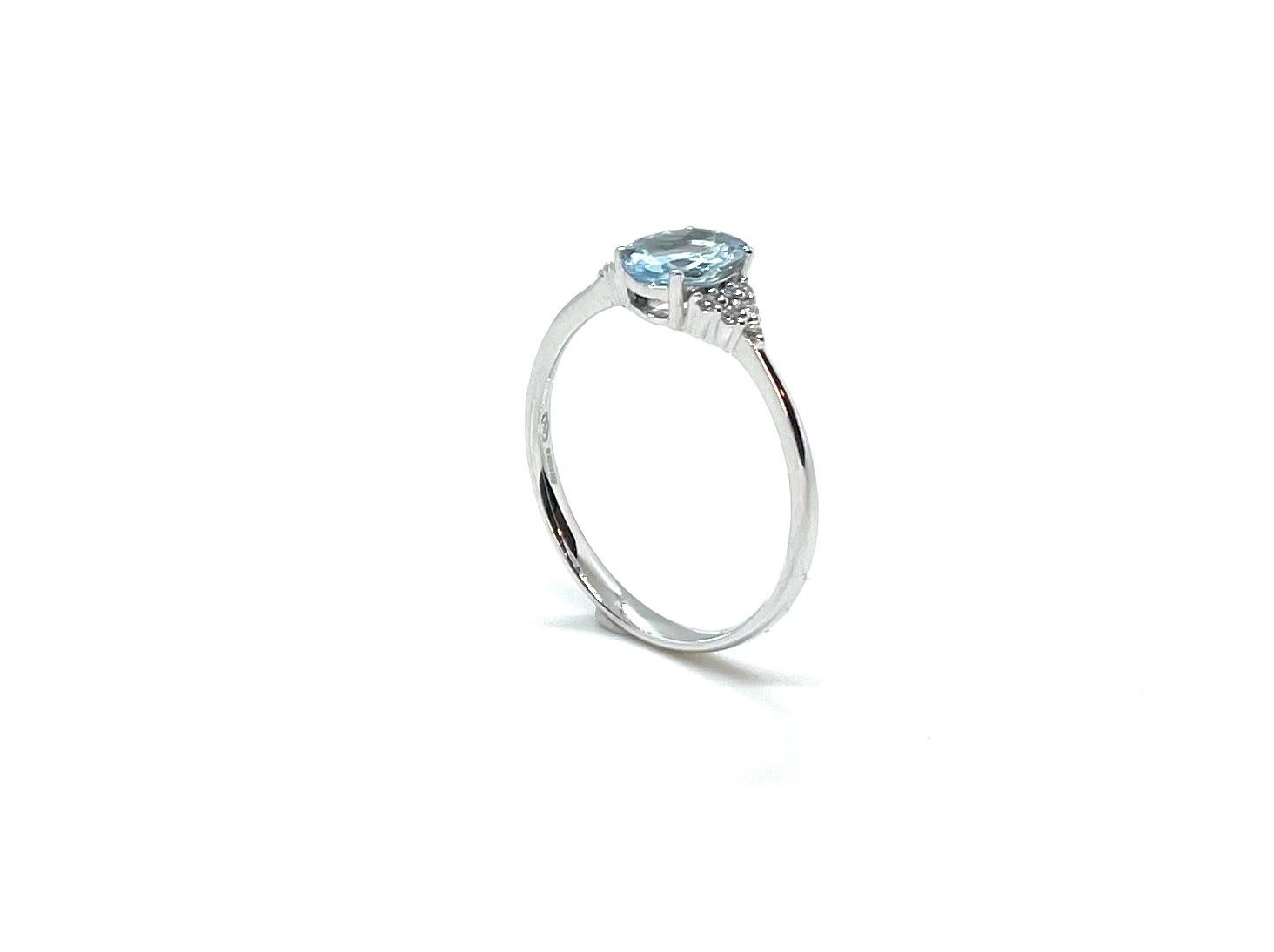 Anell or blanc aiguamarina diamants - Imatge 2