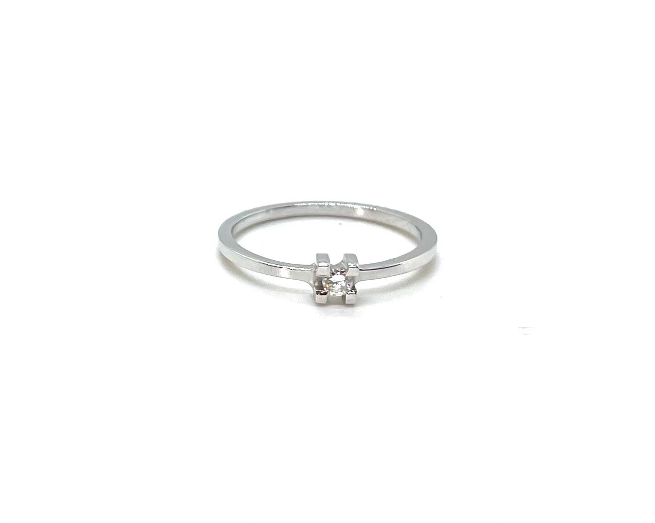 Anell or blanc diamant