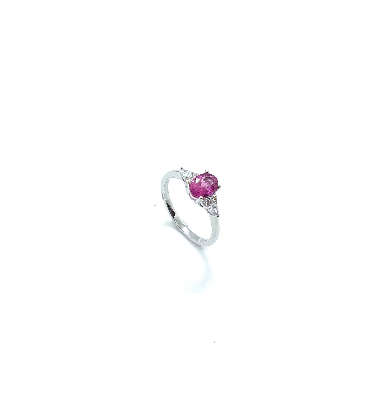 Anell or blanc turmalina diamants - Imatge 3