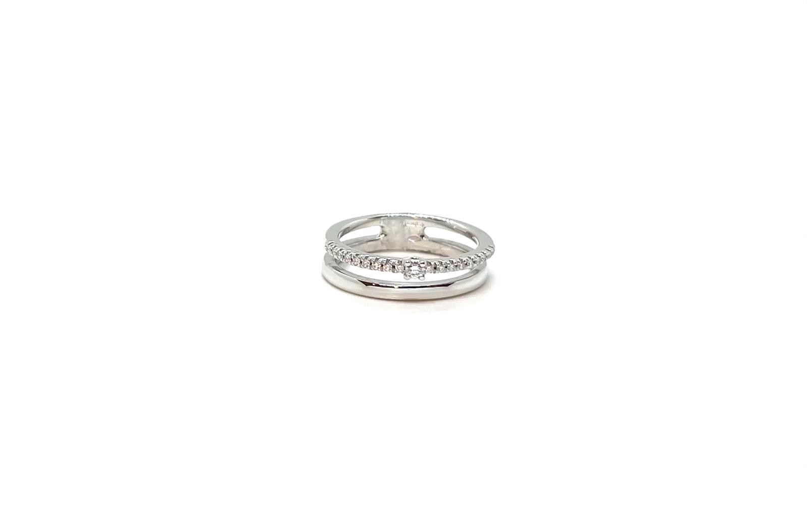 Anell or blanc 18kt diamants 0,13ct - Imatge 2