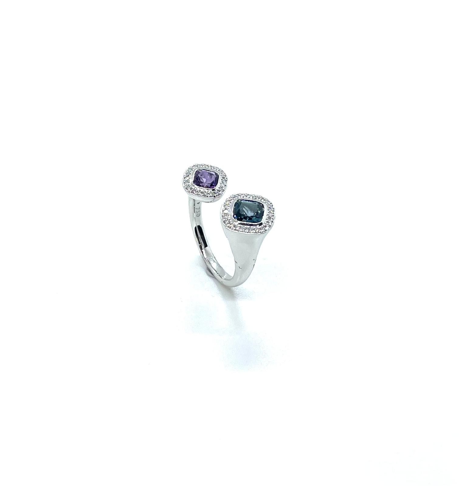 Anell or blanc diamants amatista i topaç - Imatge 3