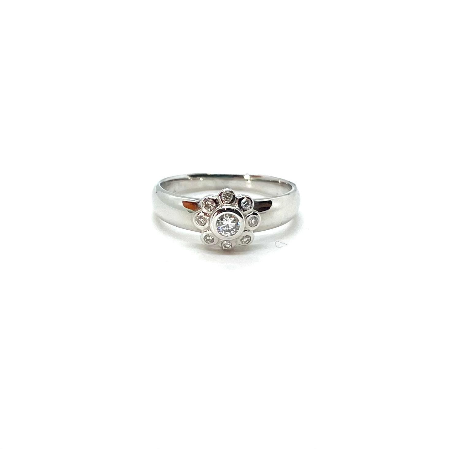 Anell or blanc diamants