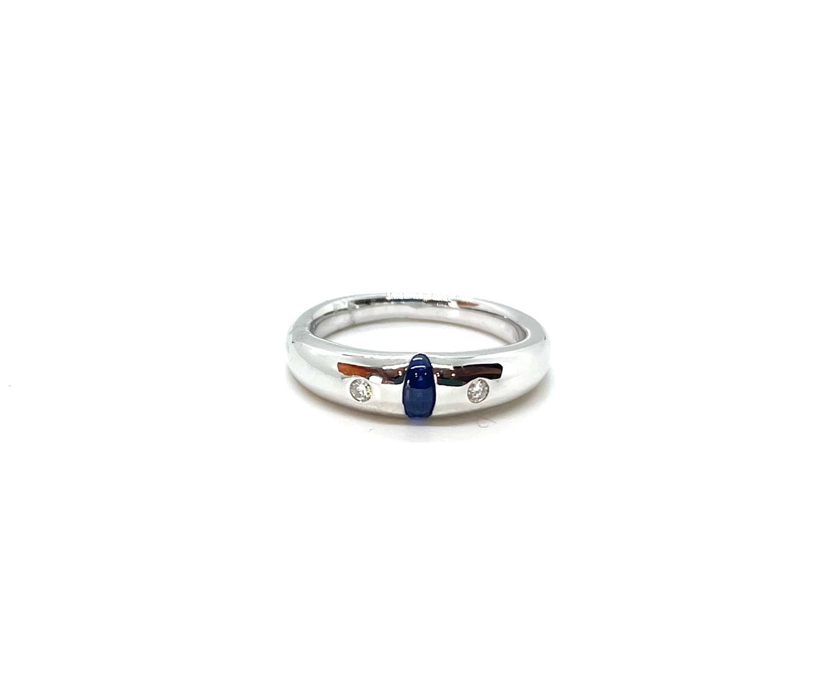 Anell or blanc sàfir blau diamants