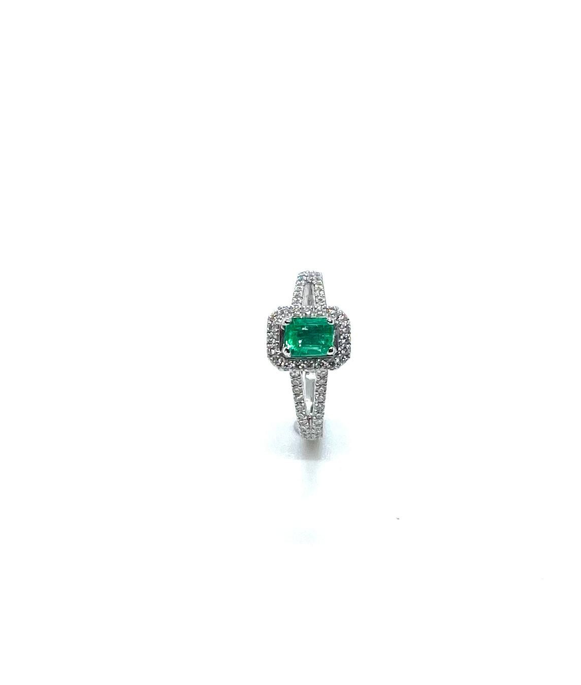 Anell or blanc 18kt maragda diamants - Imatge 2