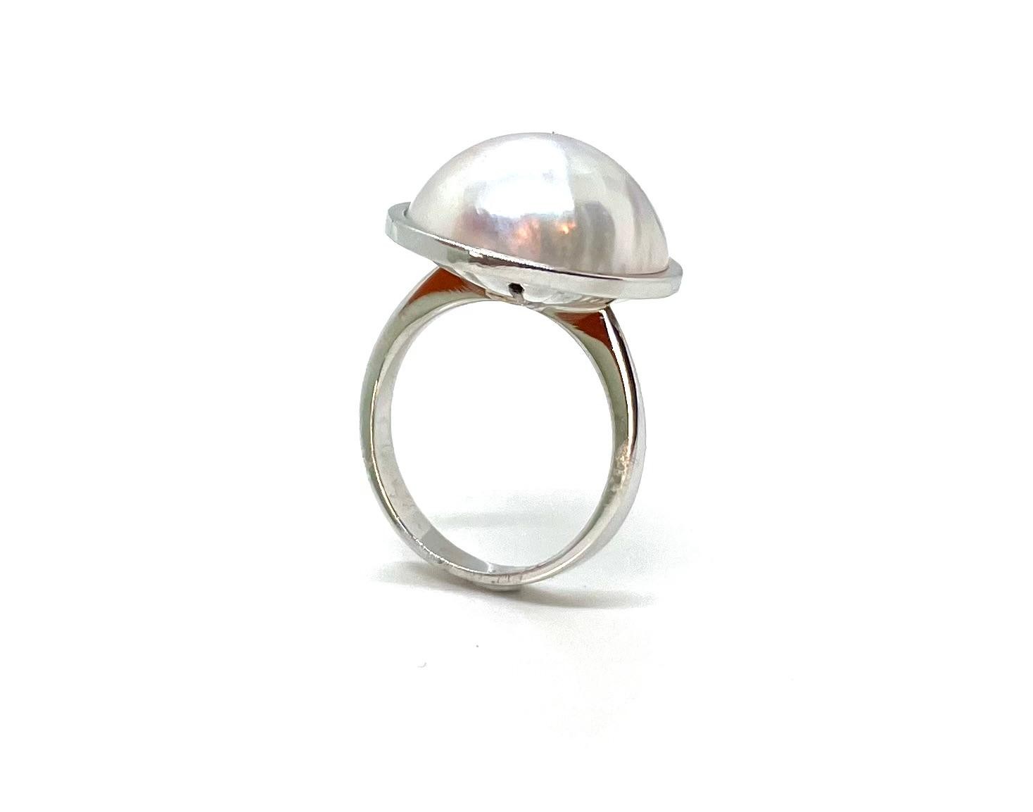 Anell or blanc perla mabe - Imatge 2