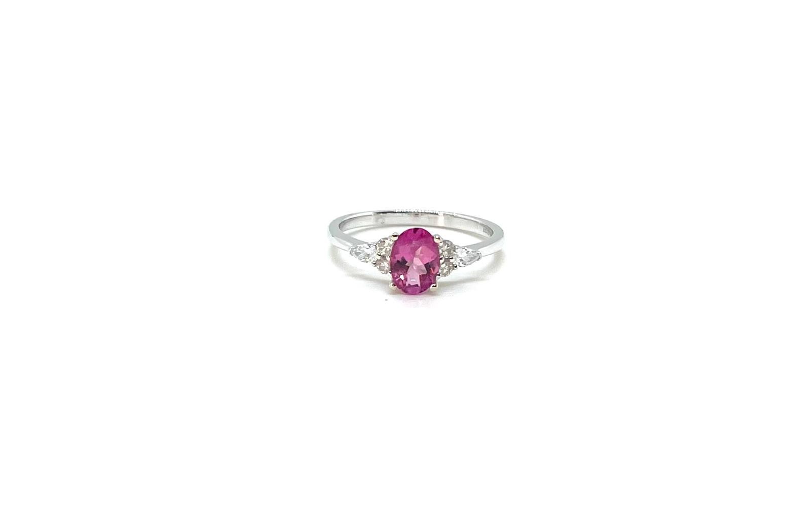 Anell or blanc turmalina diamants