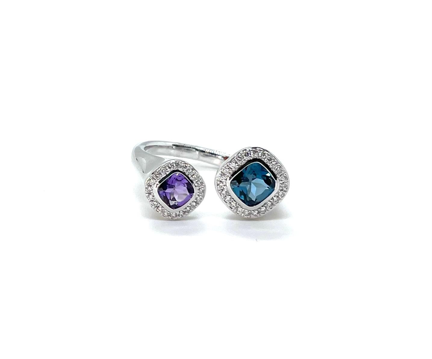 Anell or blanc diamants amatista i topaç