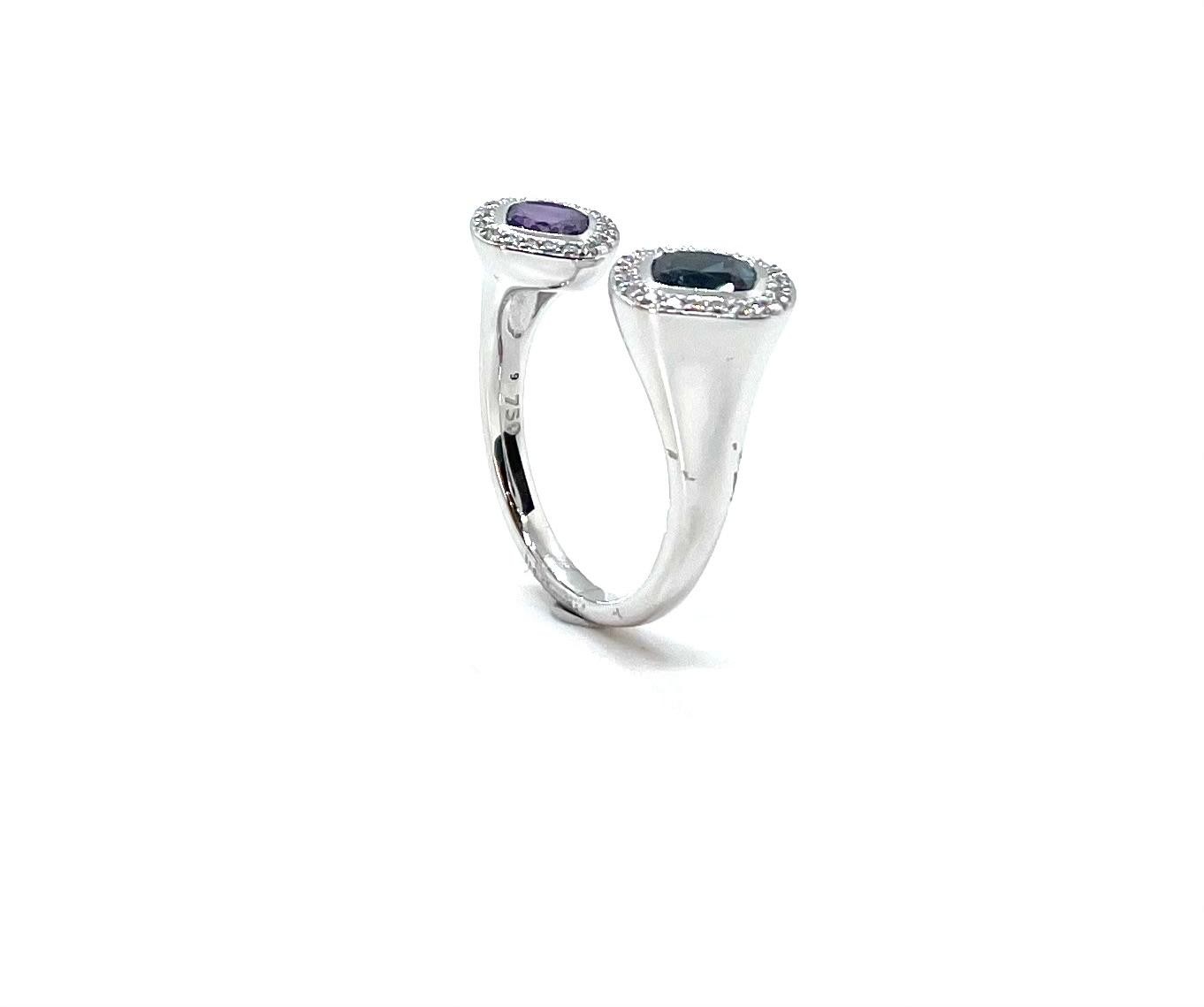 Anell or blanc diamants amatista i topaç - Imatge 2