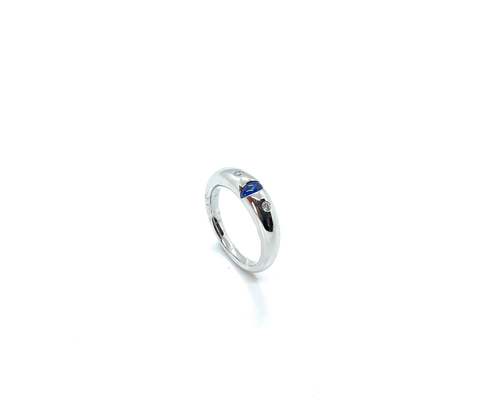 Anell or blanc sàfir blau diamants - Imatge 3