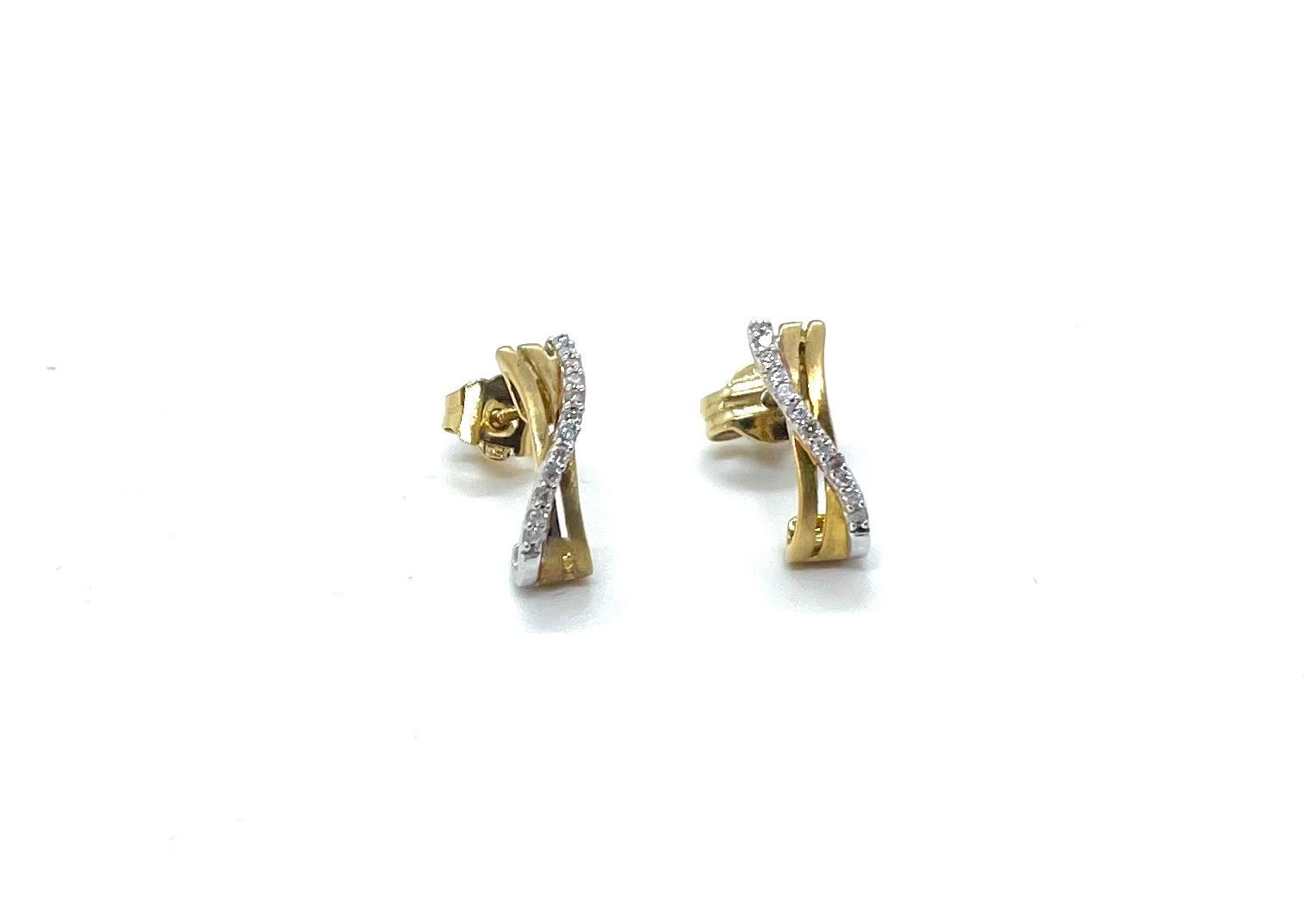 Arracades or groc i blanc i diamants - Imatge 2