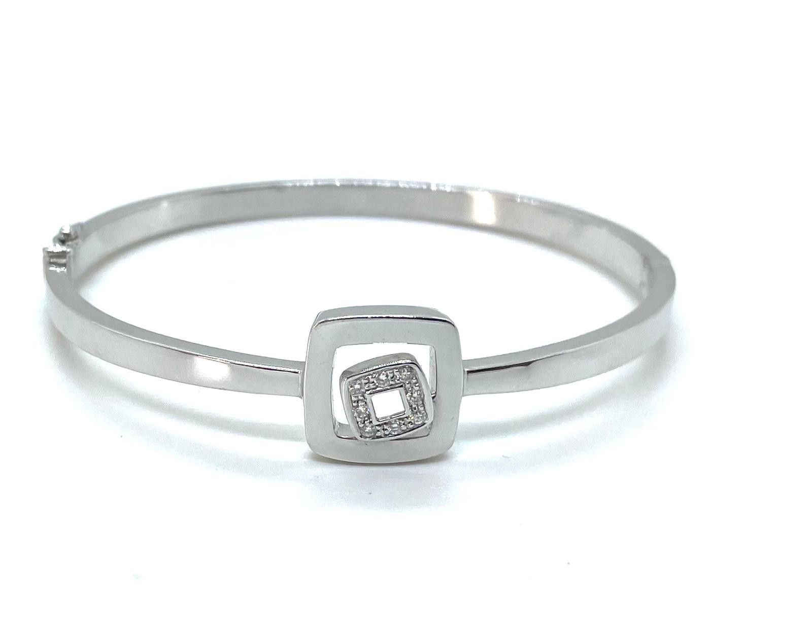 Braçalet esclava or blanc 18kt diamants 0,10ct - Imatge 2