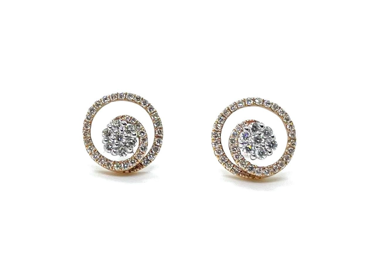 arracades or rosa i or blanc 18kt i diamants - Imatge 2