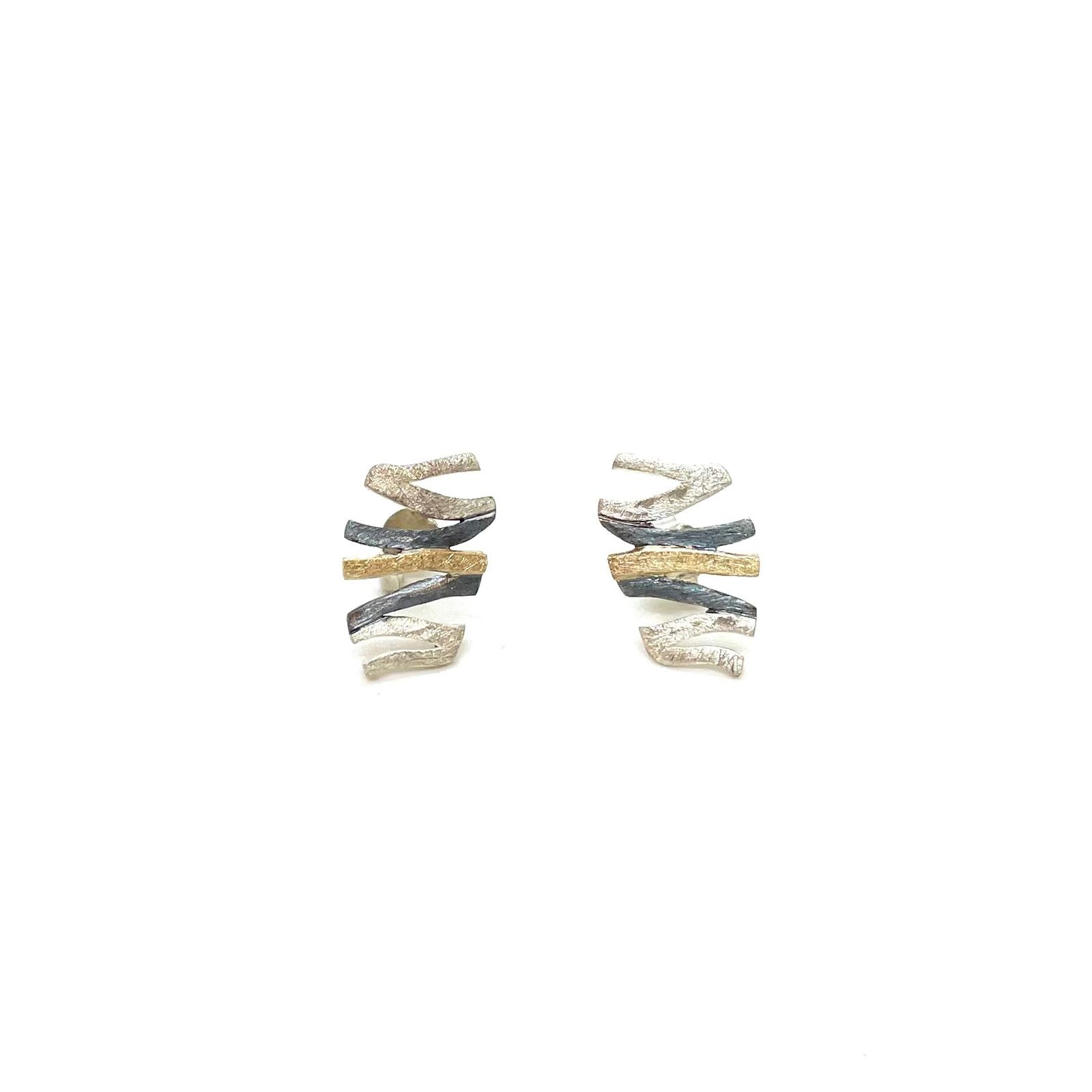 Arracades escultura plata or 18kt - Imatge 2
