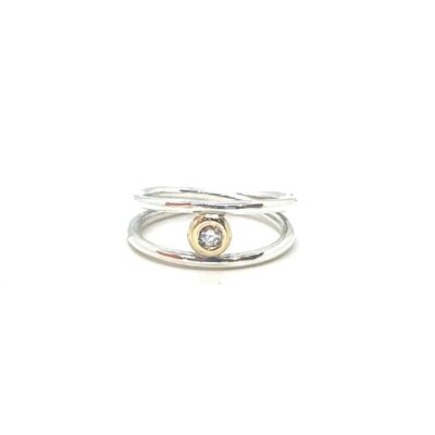 Anell plata or 18kt diamant 0,06ct