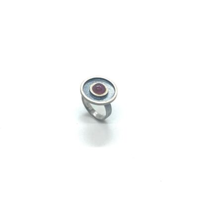 Anell plata or 18kt turmalina rosa