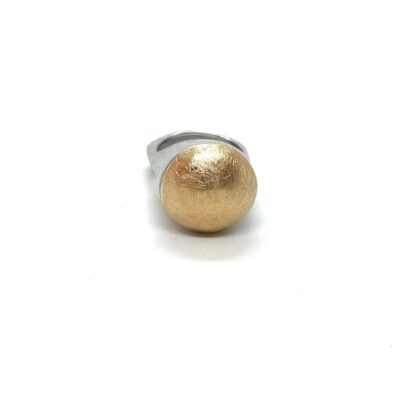 Anell plata or 18kt diamants negres