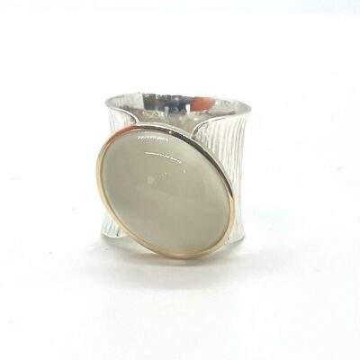 Anell plata or 18kt pedra lluna