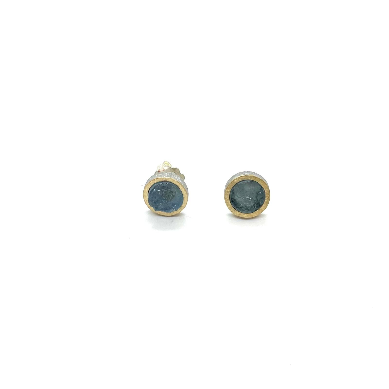 Arracades plata or 18kt aiguamarina en brut - Imatge 2