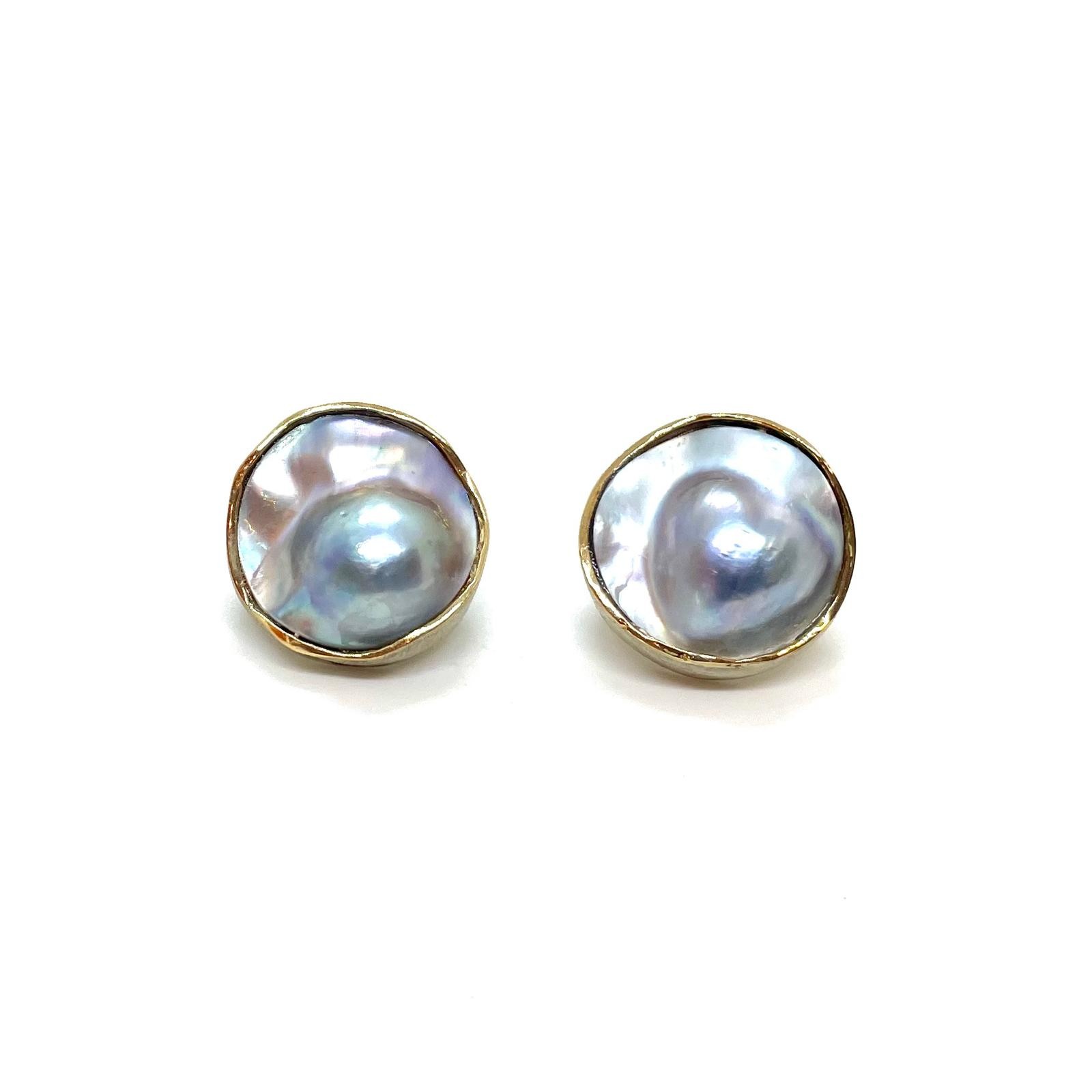 Arracades plata or 18kt perla mabe - Imatge 2
