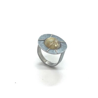 Anell plata or 18kt quars rutilat