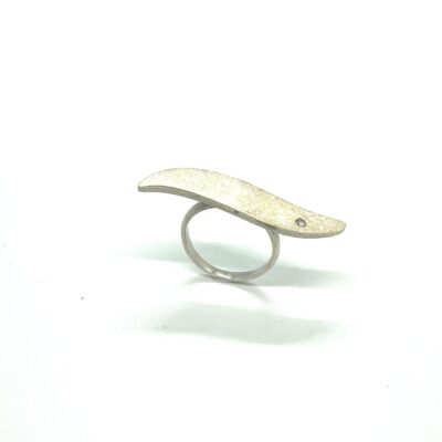 Anell plata or 18kt diamant