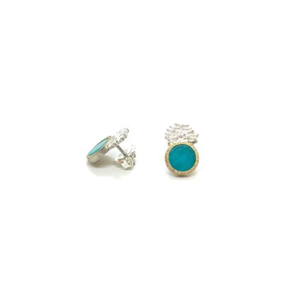 Arracades plata or 18kt amazonita